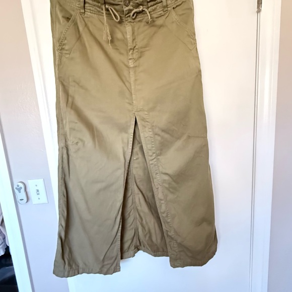 Free People Chino Maxi Skirt Olive Green 12 - Picture 2 of 4